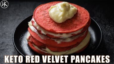 Keto Red Velvet Pancakes | A stacked Keto Red Velvet Cake made with PANCAKES!!!! 4 Keto Red Velvet Pancakes | A stacked Keto Red Velvet Cake made with PANCAKES!!!!